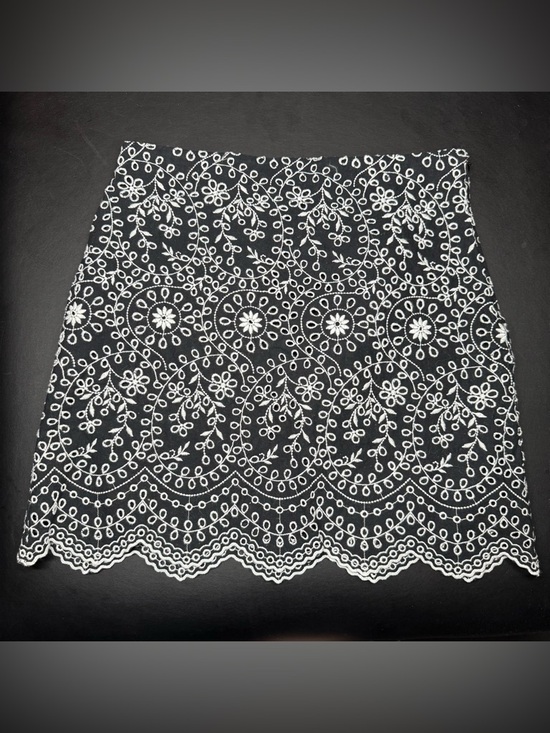 LOFT Dresses & Skirts - LOFT Black Skirt with White Eyelet Embroidery